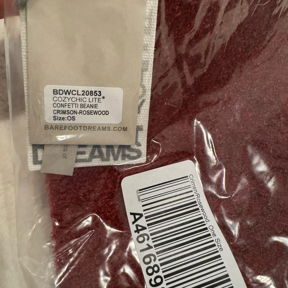 Barefoot Dreams Women's CozyChic Lite Confetti‎ Beanie - Crimson-Rosewood - NWT - Picture 4 of 5